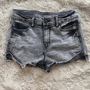 Vanilla Star Junior's Faded Gray and Black Jean Grunge Two Tone Shorts Size 5